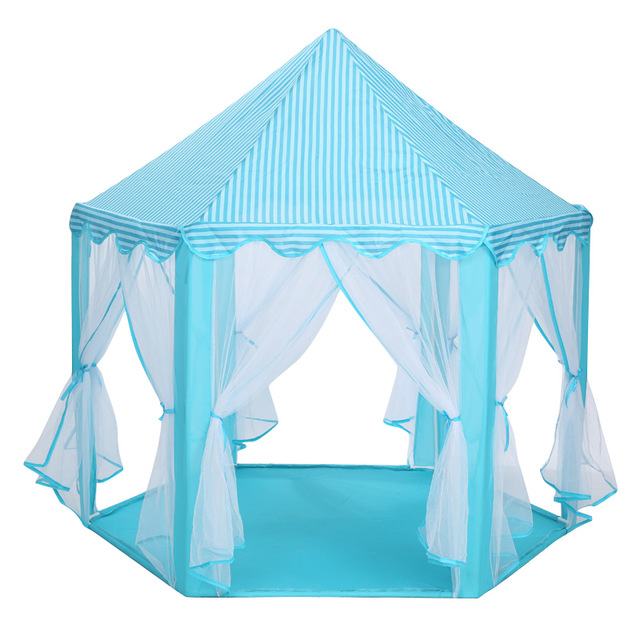 Kids indoor and outdoor castle tent baby princess game house boy girl oversized house folding game house for kids: blue tent2