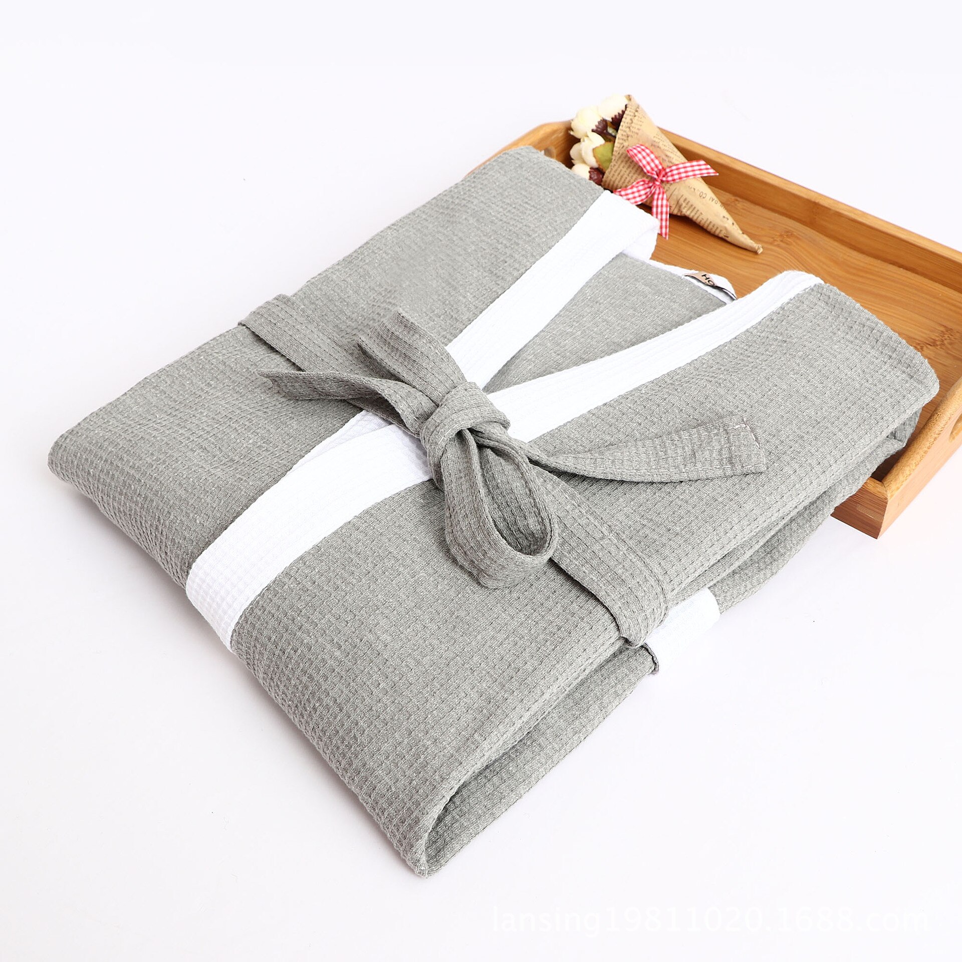 Bata de baño cómoda de algodón para hombre, Kimono japonés, informal, para Hotel y Spa, 140Kg: light gray white / European XL 125-140K