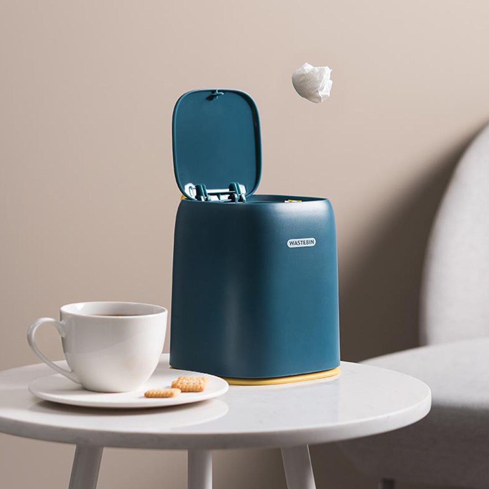 Plastic Desk Trash Can Mini Trash Bin Waste Basket Desktop Countertop Trash