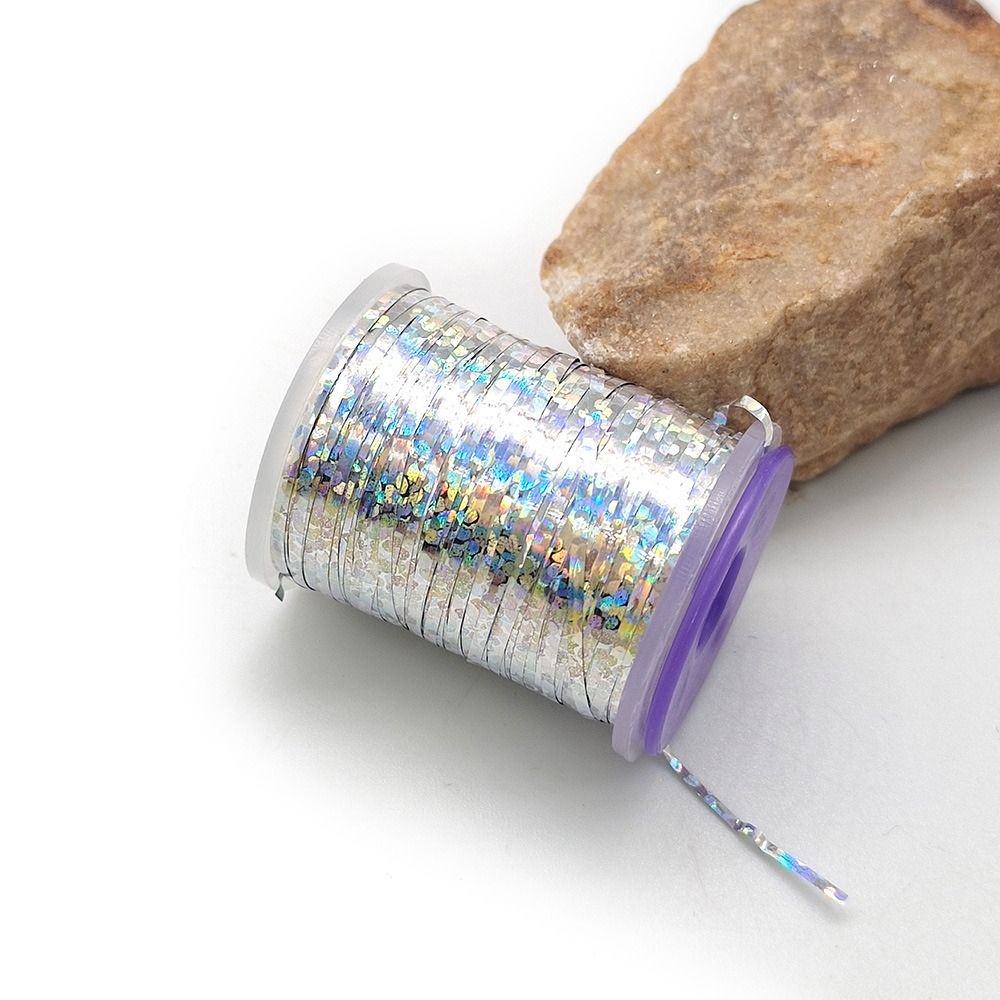 Fiskegrej holografisk flad glimmer 1mm 120 yard nymfetråd små fluebindingsmaterialer glimmer flash streamer fiskefluer: Blå