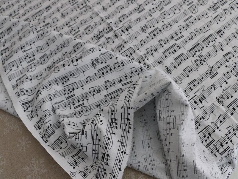 50Cm * 110Cm Muziek Note Gedrukt Katoen Stof Naaien Babykleding Zak Hoed Patchwork Doek