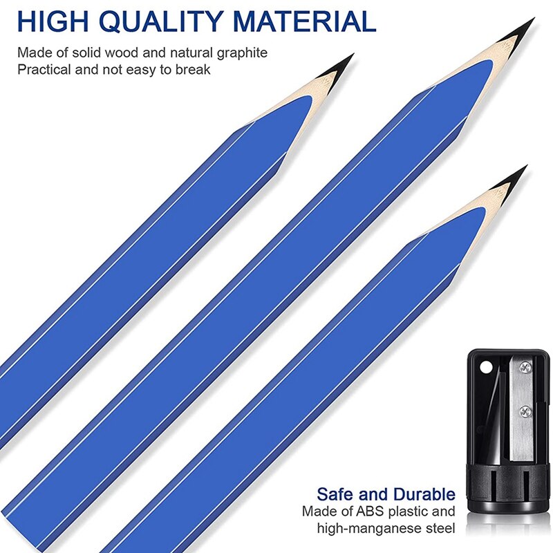 24 Pieces Construction Pencils with Retractable Carpenter Pencil Holder and Sharpener,for Construction Work Mechanical