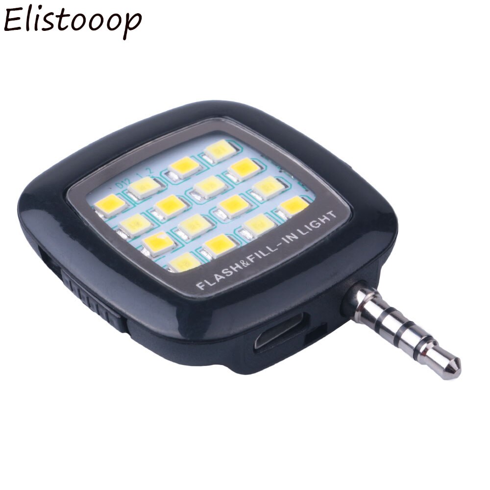 LED Flash Light for Mobile Phone 16 LED Portable Phone Selfie Mini 16 LED Flash Fill Light For iPhone Samsung mobile cell Phone: Black