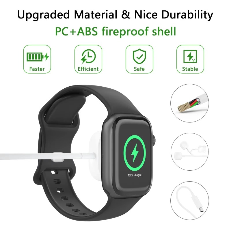 Cargador inalámbrico de reloj magnético para Apple Watch Series 10 S9 8 7/ 6 5 4 3 Se Ultra cargador tipo C Usb dos interfaces opcionales