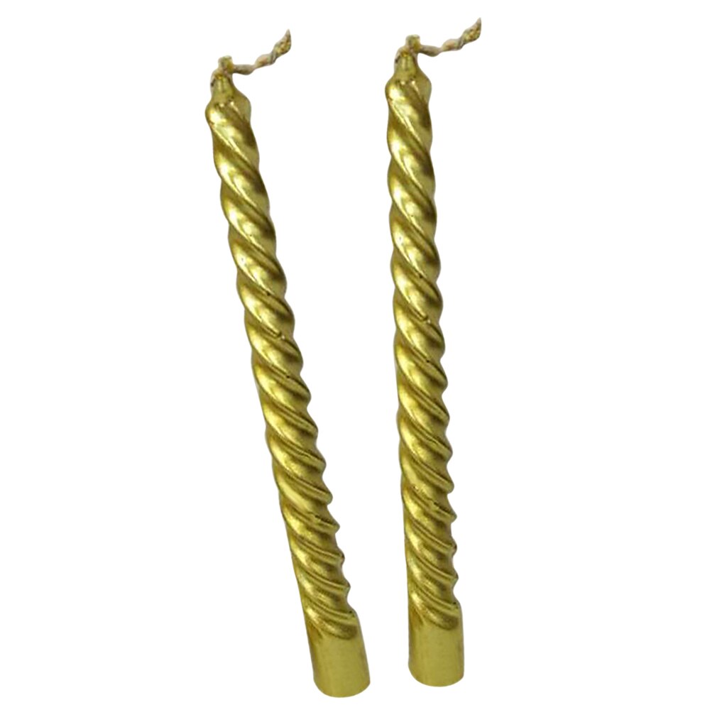 Velas largas en espiral retorcida para comedor, restaurante, cafetería, Bar, 2 uds., 19,5 cm: Gold