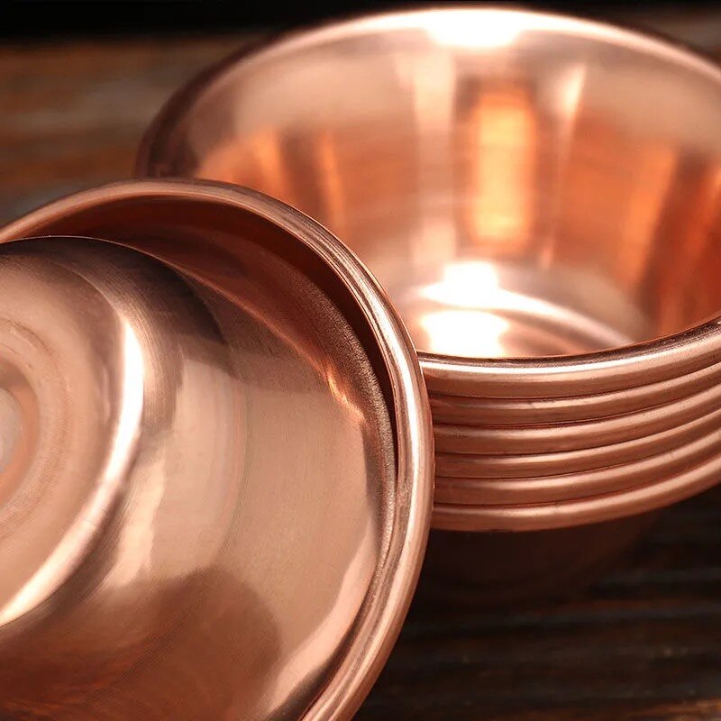 7pcs Pure Copper Drinking Bowl Pure Red Copper Auspicious Tibetan Holy Water Cup 50ml 100ml Buddhist Bowl Home's Decorative