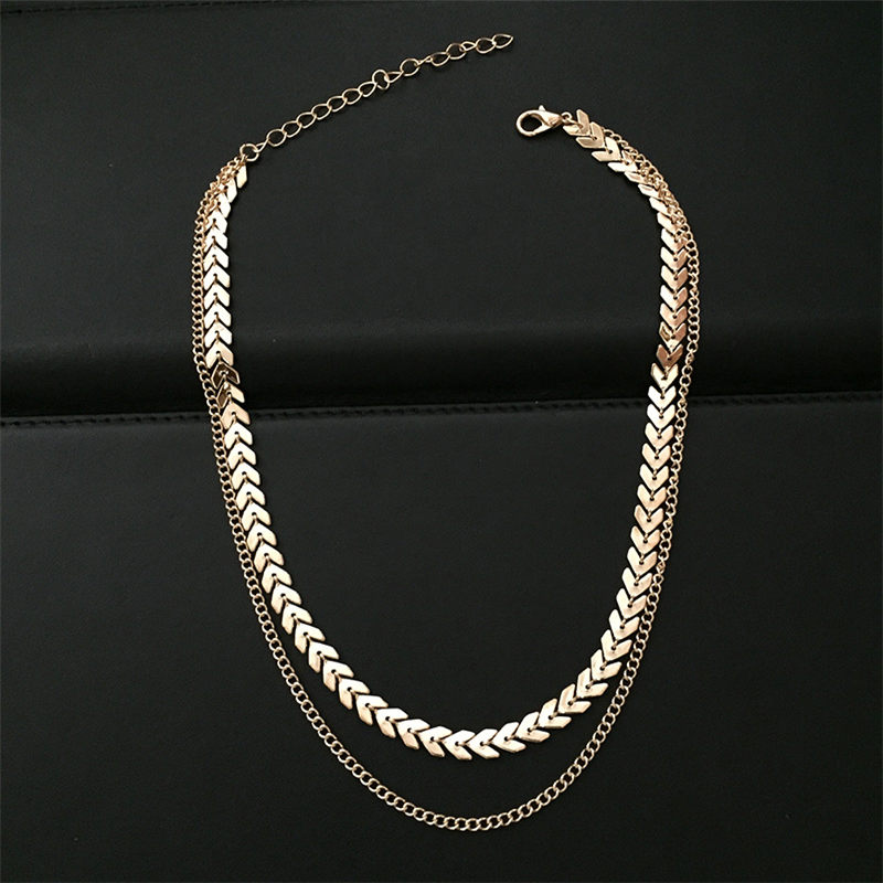 Multi Arrow Choker Ketting Vrouwen Twee Lagen Kettingen Goud Kleur Fishbone Vliegtuig Vliegtuig Ketting Chocker Hals
