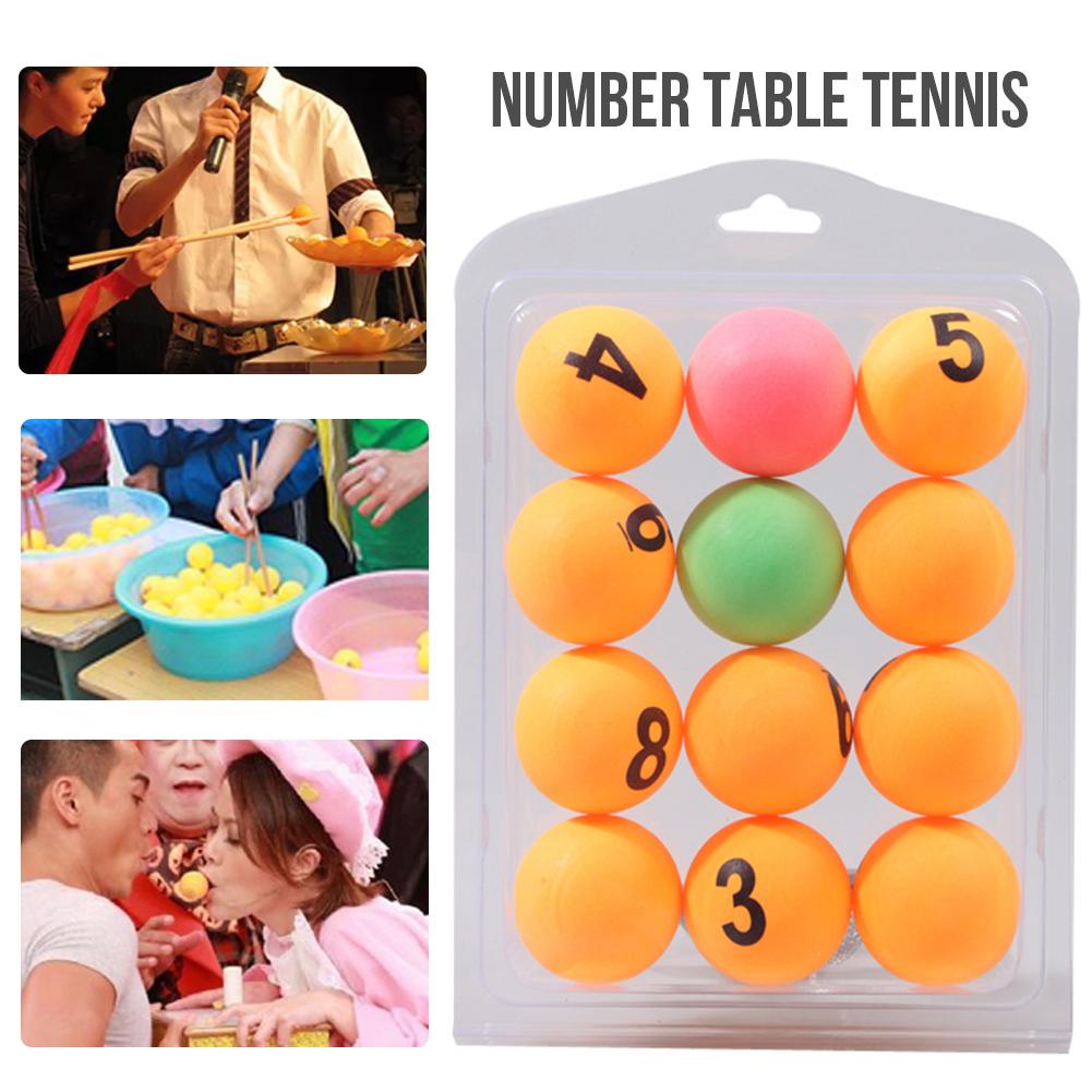 Pelota de Ping Pong con número de colores, entretenimiento, juegos de entrenamiento y publicidad, 40mm, 12 unids/paquete