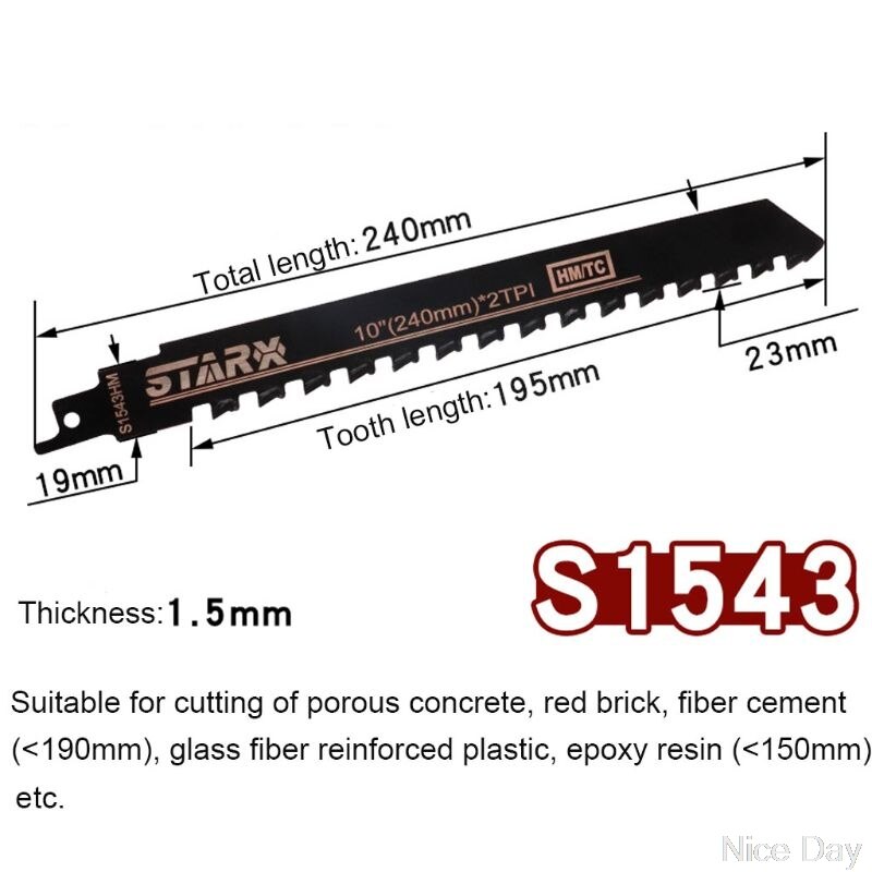 Demolition Masonry Reciprocating Saw Blade for Cutting Brick Stone Alloy Steel My27 20: S1543