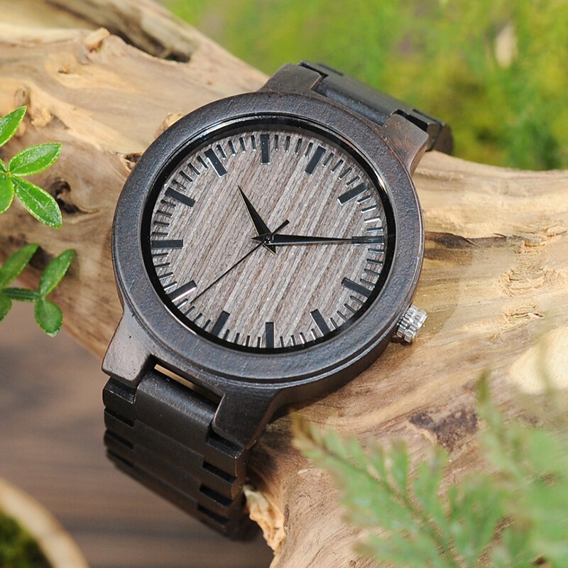 BOBO BIRD ébano relojes de madera para hombre, reloj con correa de madera, reloj de pulsera de cuarzo para hombre, relojes para hombre, ,