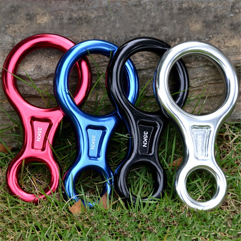 Rock Climbing Descender 35KN Figure 8 Word Rope Descender Alloy Ring Rappelling Gear Belay Climb Device Lock Buckle Equipement
