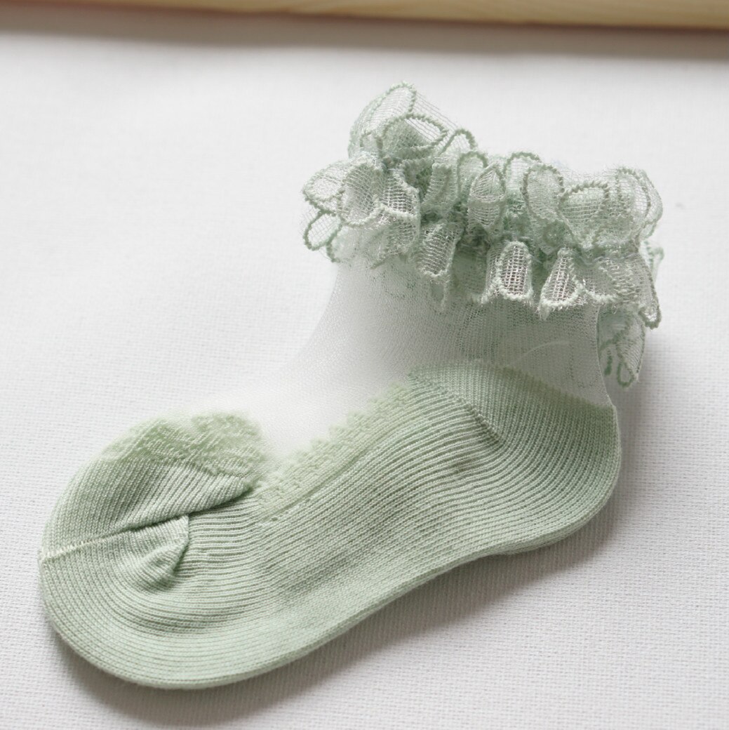 Kindersokken lente zomer meisjes kant geplooide effen enkel mesh sokken prinses baby tutu sokken losse mond sokken lange warmers