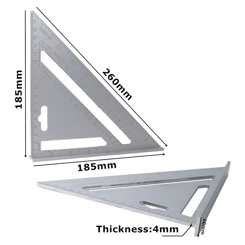 Multiruler Metal Setsquare 7 Inch Triangle Ruler Knitting Ruler Drawing Templates Lineaal Measuring Meter For School Office