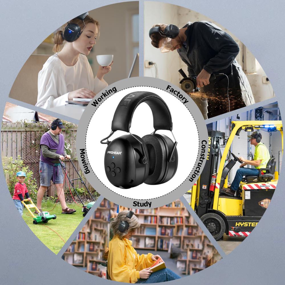 Zohan fone de ouvido eletrônico 5.0, protetores de ouvido bluetooth, proteção auditiva, para música, segurança, redução de ruído, carregamento