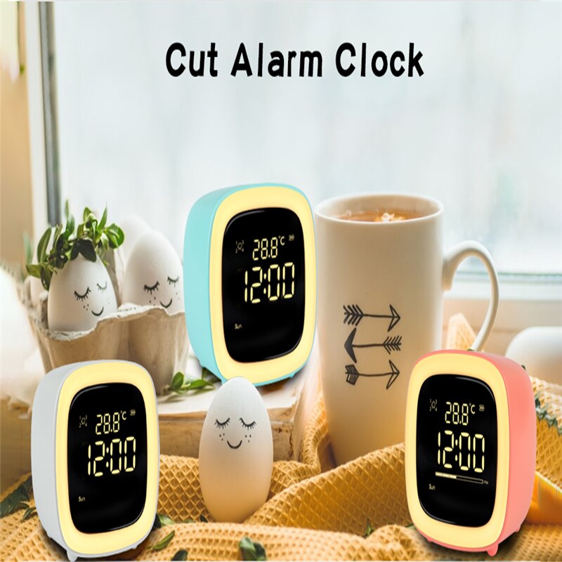 Kids Alarm Clock Cute-TV Night Light Alarm Clock for Children Bedroom Clock Rechargeable Battery Operated