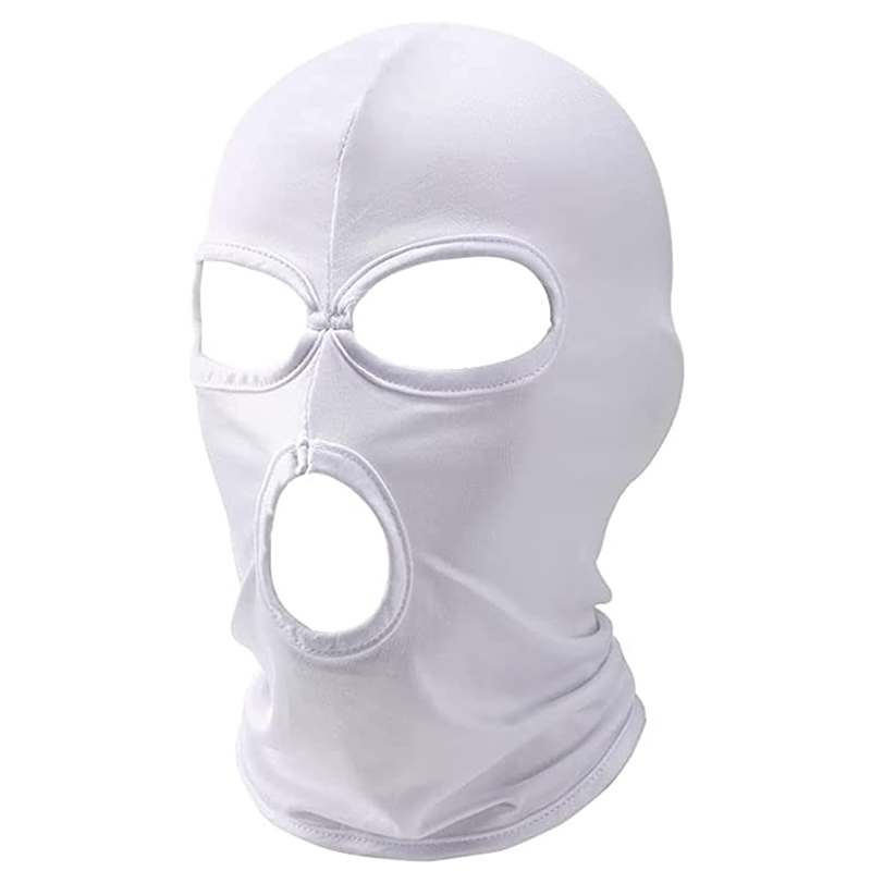 Masque facial de moto de cyclisme, couvre-chef respirant à 3 trous, masque d'équitation, coupe-vent, Protection solaire anti-poussière, masque de Protection Ultra UV: WHITE