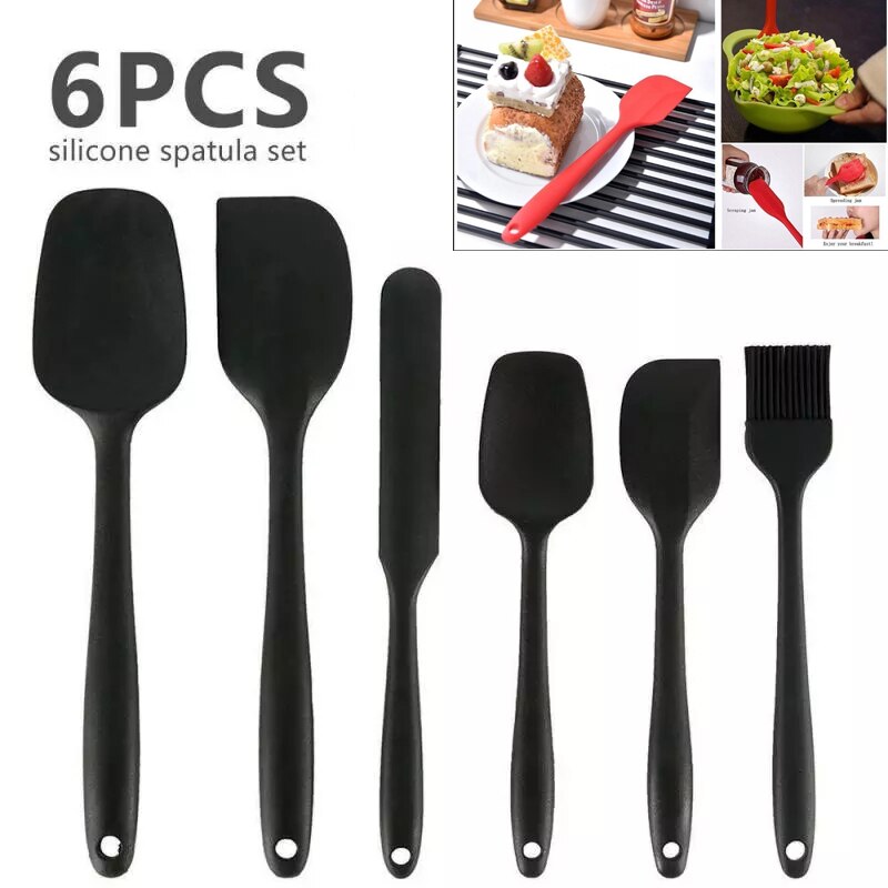 6Pcs Silikon Kuchen Spatel Mischen Sets Gebäck Schaber Non Stick Butter Treuer Jar Mixer Kochen Spachtel Löffel Küche Backen