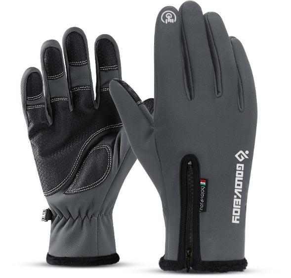 Guantes deportivos al aire libre GOLOVEJOY DB03 Unisex dedo completo polar térmico ciclismo senderismo pantalla táctil esquí Golves: Dark gray / S