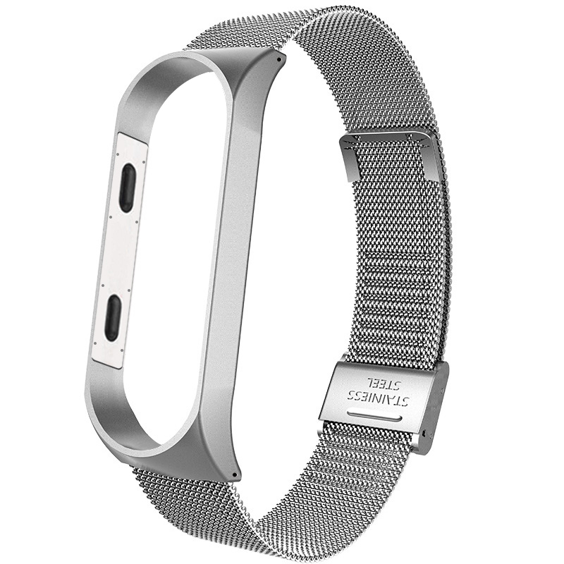 Bracelet de poignet de Bracelet pour Xiaomi Mi bande 3 MiBand 4 Bracelet en métal Bracelet en acier inoxydable Bracelet en option couleur: Silver / For mi band 3