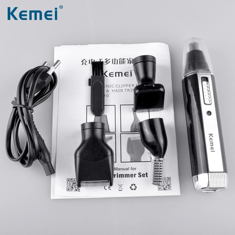 Kemei 4 In 1 Nursing Set For Family Rechargeable Nose Hair Device Shaver Eyebrow Shaping Machine Best Of Choice KM-6630: US Plug