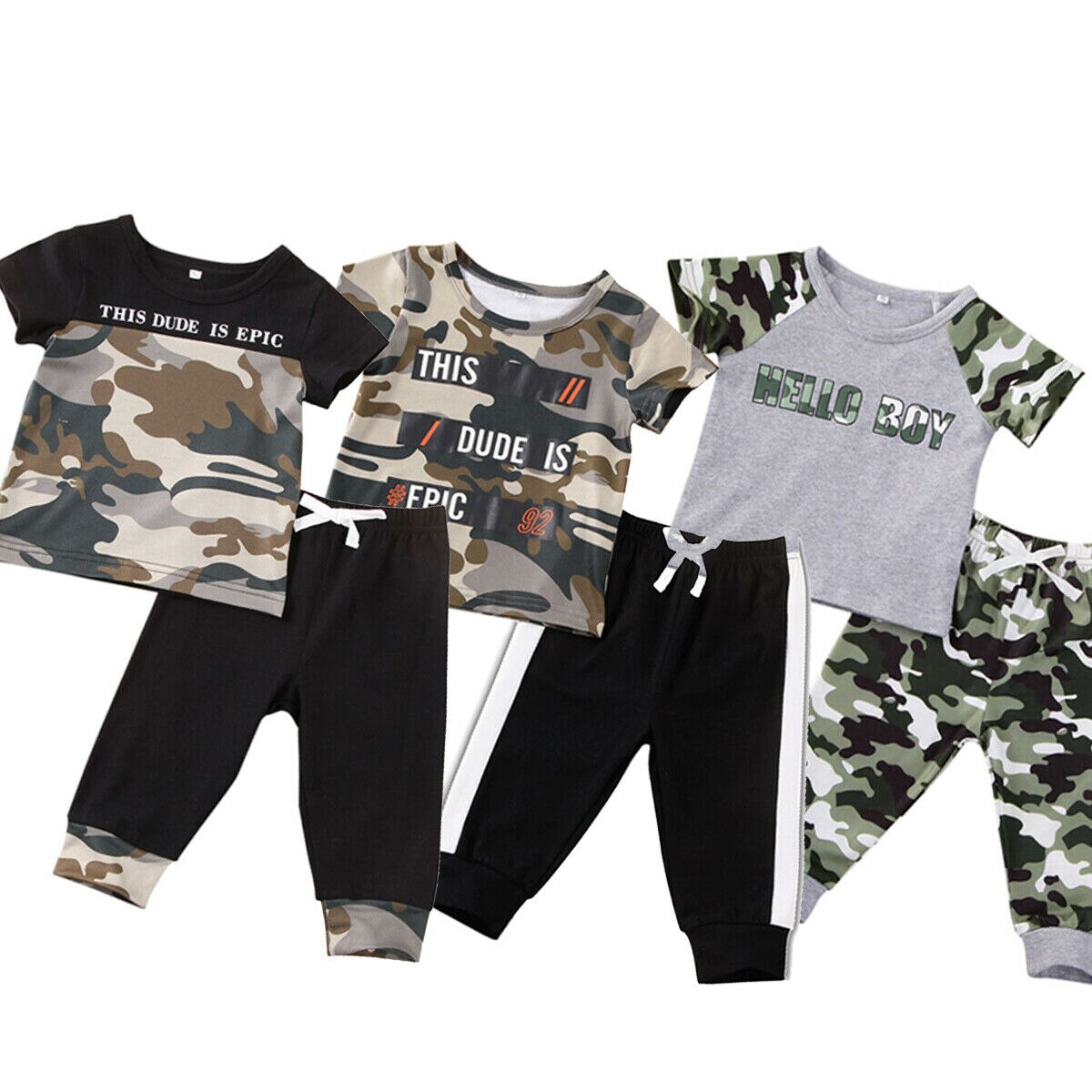2 pces criança criança criança bebê menina 0-24 m casual camuflagem camisetas + leggings calças roupas