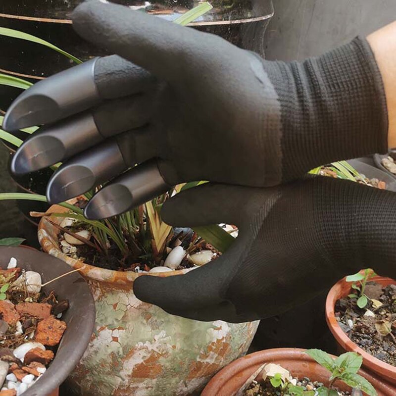 Guantes de jardinería protectores para plantar flores y plantas, impermeables, resistentes al desgaste, gruesos, para cepillar el suelo, transpirables: black single claw