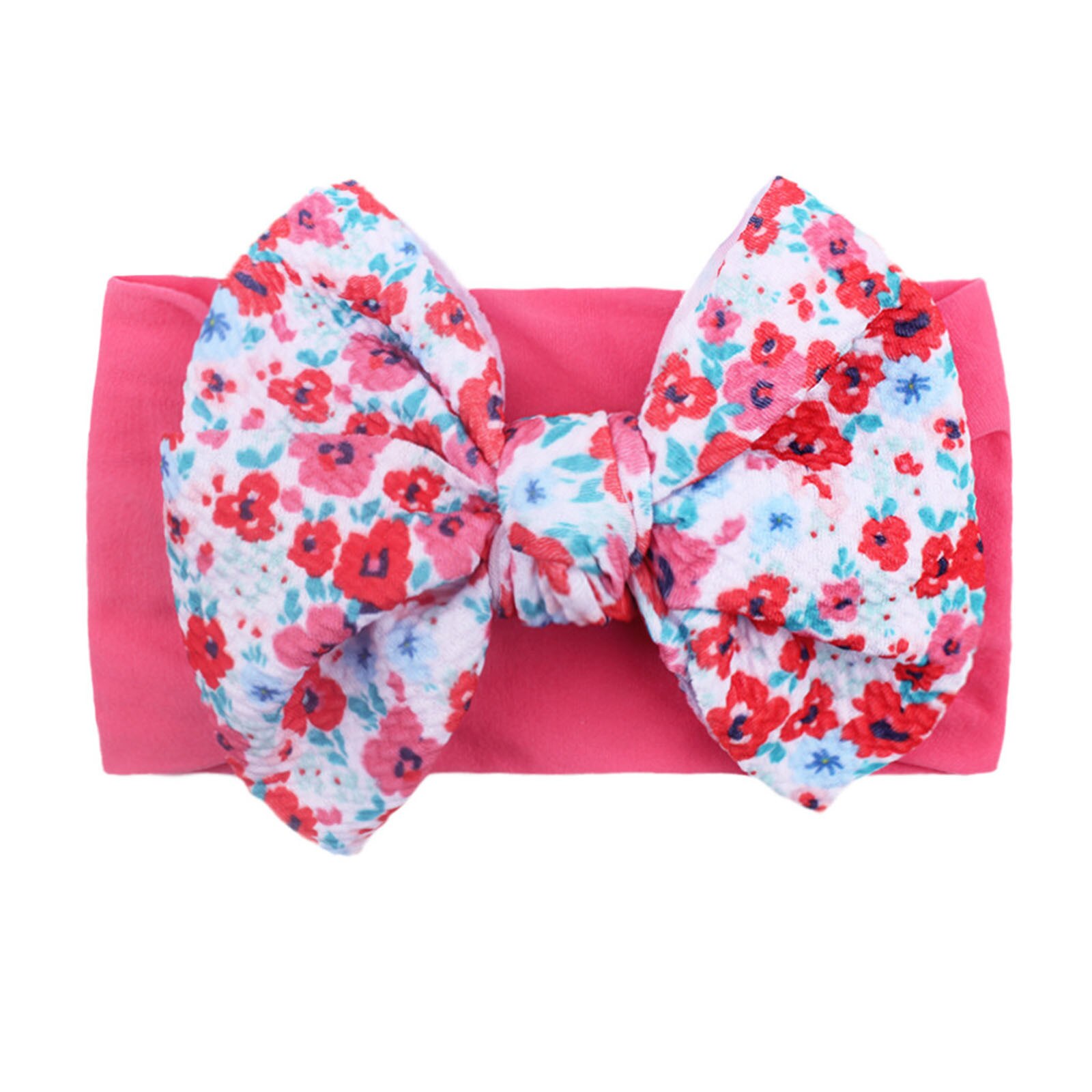 Baby Grote Boog Zachte Hoofdbanden Bloem Print Tulband Haarband Bunny Boog Headwrap Kinderen Meisje Head Wrap Baby Meisjes Haar Accessoires: Hot Pink