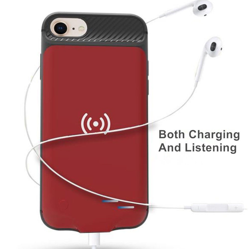 3800 mah etui na ładowarkę robić iPhone 6 6S 7 8 ultra-cienkie bezprzewodowe ładowanie wyjście audio miękki silikonowy przenośny zasilacz