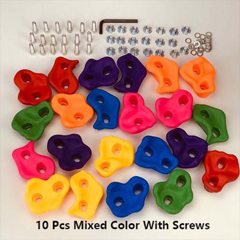 Climbing Rock Toys For Children Wall Stones Hand Feet Holds Grip Kits Kids Outdoor Indoor Playground Plastic Fitness Training: 10pcs with screws