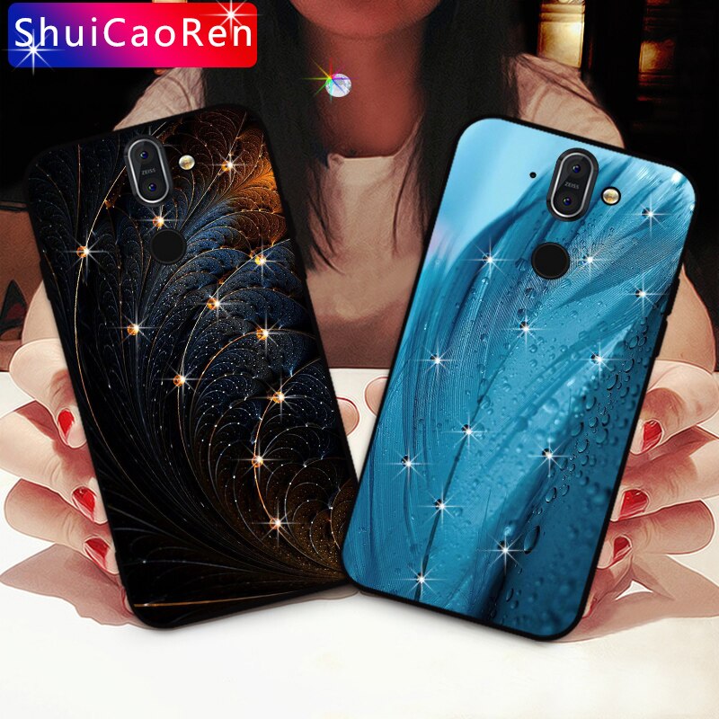Bling Kristall Strass Fall Für Nokia 9 PureView 7 Plus X71 Luxus Capa Diamant Abdeckung Für NOKIA 8 Sirocco