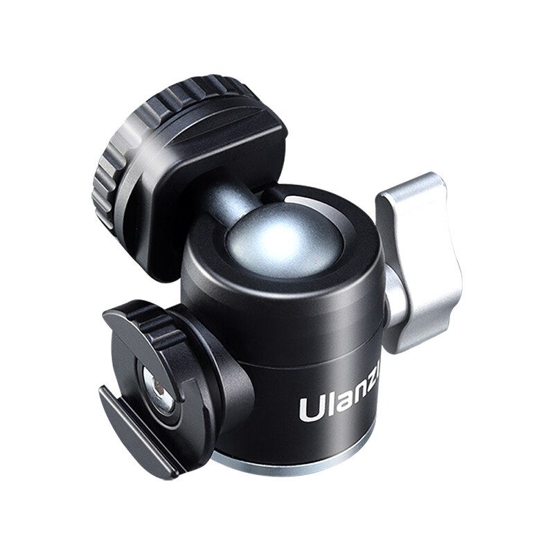 Ulanzi-Mini cabezal de bola de Metal para fotografía soporte esférico de doble zapata fría inclinable, cabezal de trípode, cabezal de trípode Vlog, accesorios de fotografía: U-60
