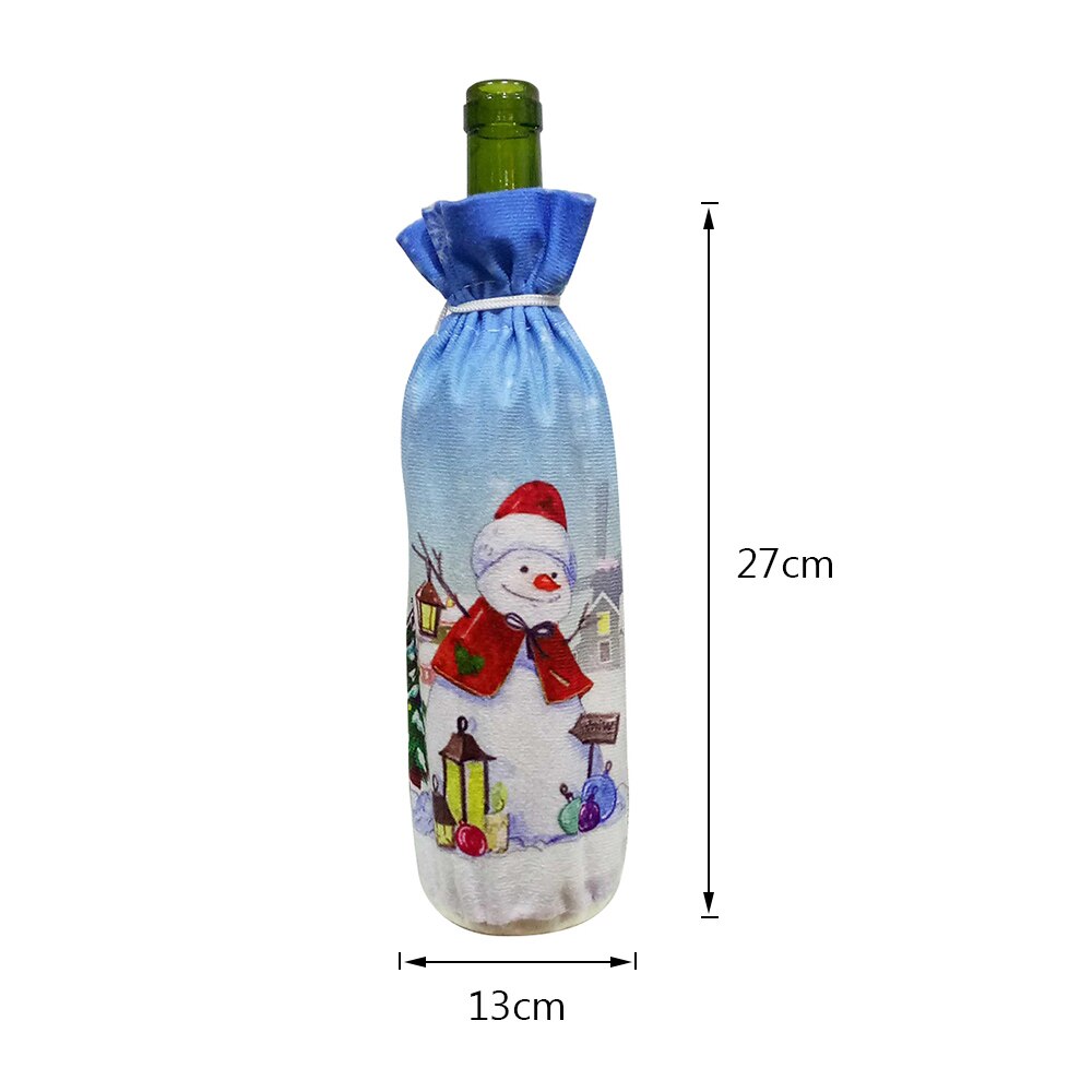 Julemanden snemand linned champagne juleflaske dækker rødvin flaske dækker taske jul fest hjem dekor bord: 2