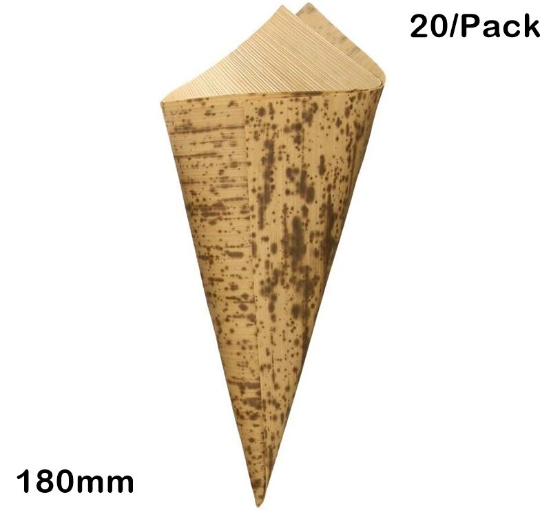 - tilbehør til festbryllup, miljøvenligt engangsservice , 85*55mm mini pommes frites/chips bambus blad kegle , 40/ pakke: 180mm