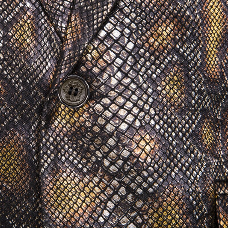Bronzing Snake Printed Blazer Mens Suits Tuxedos Club Bar Wear Best Man Blazer Business Groomsman Slim Casual Jacket