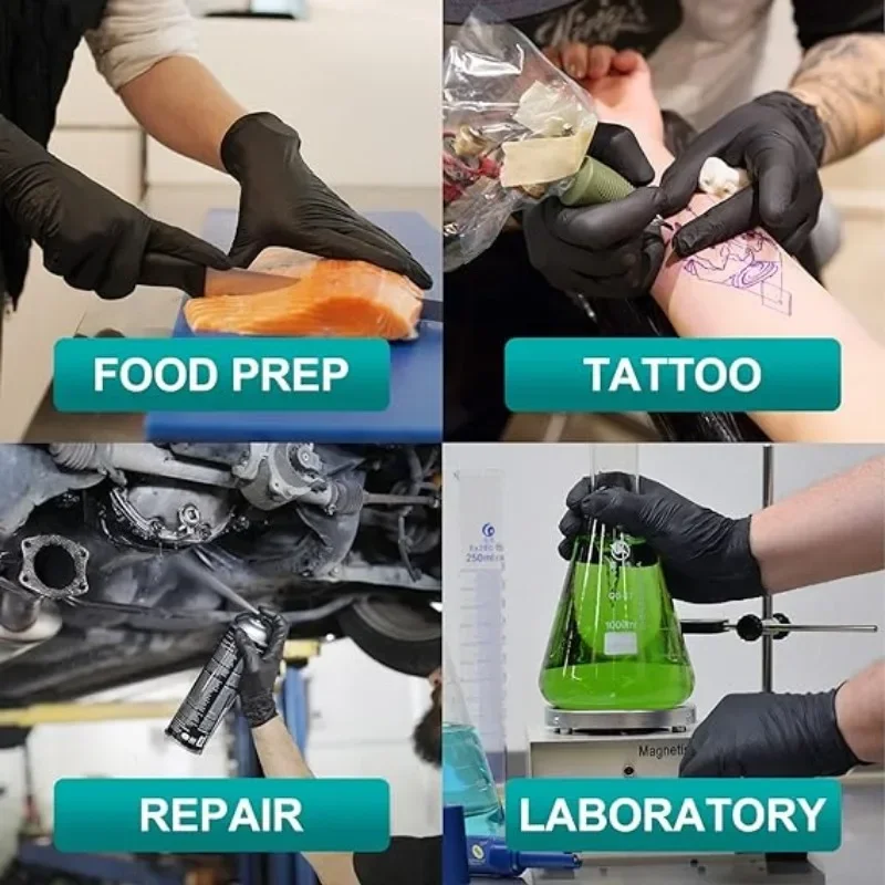 Schwarze Nitril-PVC-Handschuhe, starke Handschuhe, Einwegartikel für Hausarbeit, Geschirrspülen, Auto, Industrie, Gartenarbeit, Haustierpflege, Backen, Kochwerkzeug