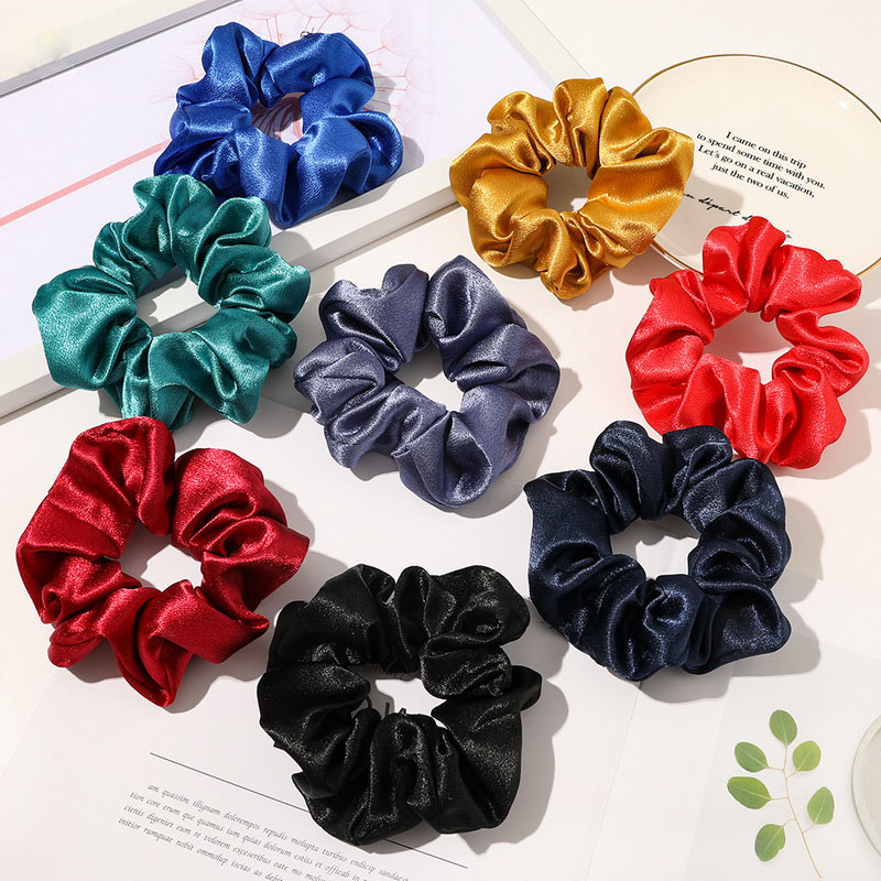 Scrunchies de satén de Color sólido de Corea para mujeres, coletero saten pelo mujer gomas de pelo saten negro y rojo coleteros de seda satin scrunchies cuerda para el cabello, tocado