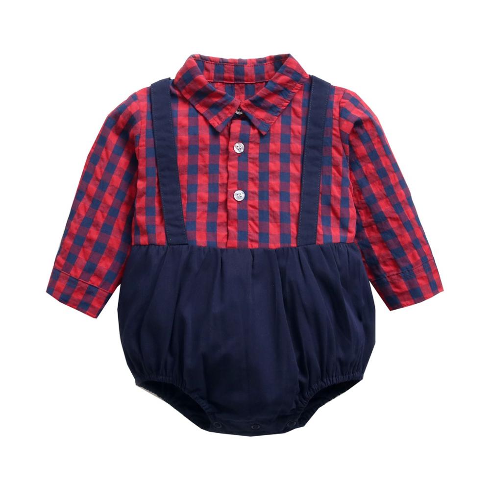 Baby Jongens Kleding Plaid Baby Schat Kinderen Romper Koreaanse Van Lente En Herfst Een Stuk Romper: A / 3T