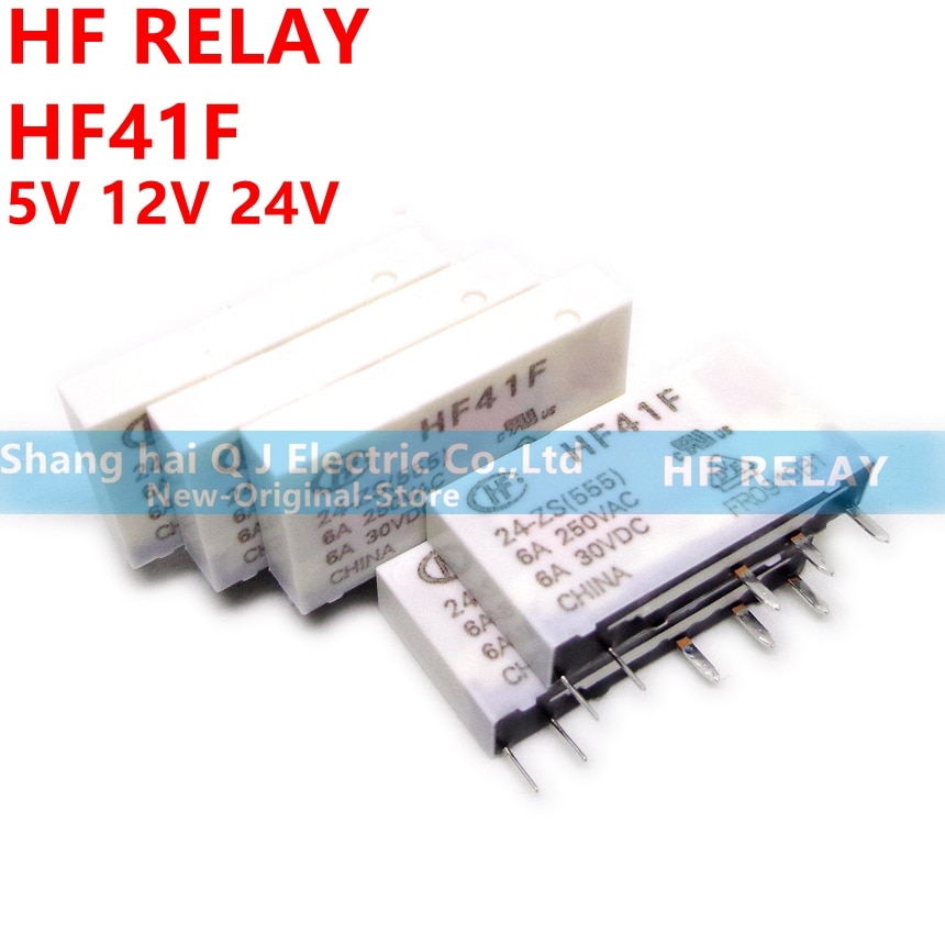 5x Original HF41F-12-ZS 12VDC 5-Pin Relay – 6A 250VAC/30VDC