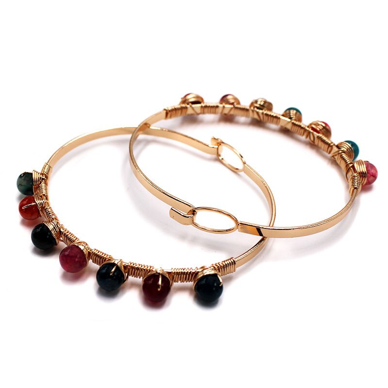 Czakr mankiet bransoletka dla kobiet naturalne uzdrawiające kryształ matowy surowy kamień złoty kolor regulowany bransoletka 1 sztuk