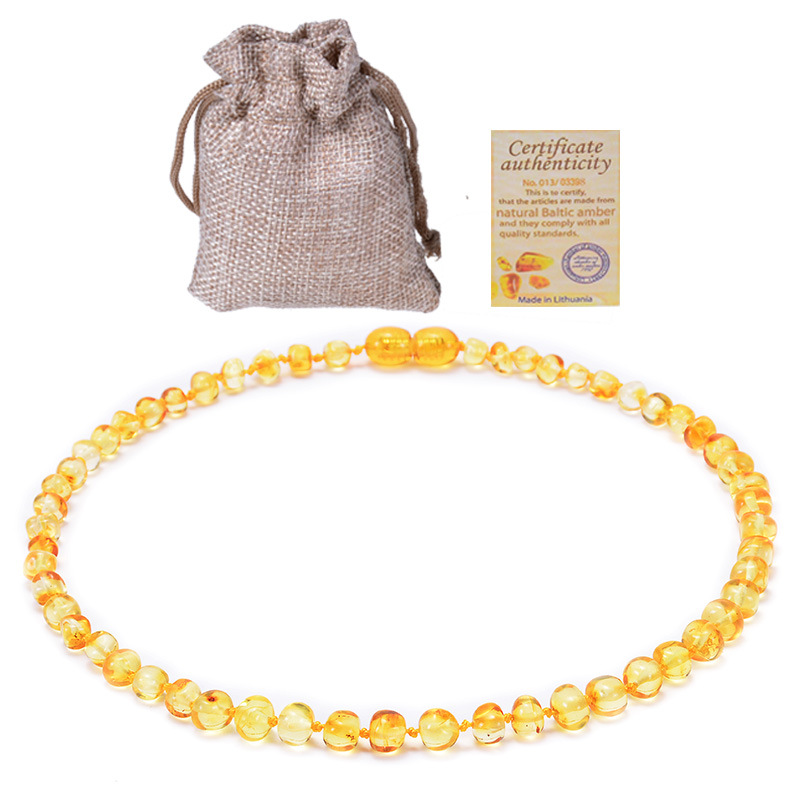 GIA Certified Natural Baltic Amber Necklace Bracelet Relieves Children's Teeth Pain Calm Soothing Handmade Jewelry