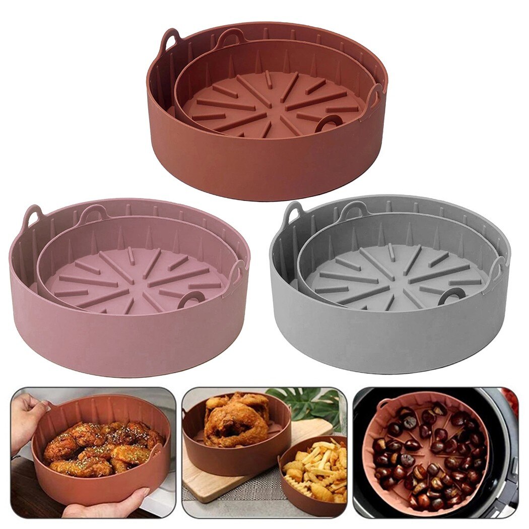 Air Fryer Silicone Pot Reusable Air Fryer Liner Keep The Basket Clean BPA FREE Food Safe Container Bowl For Air Fryer Microwave