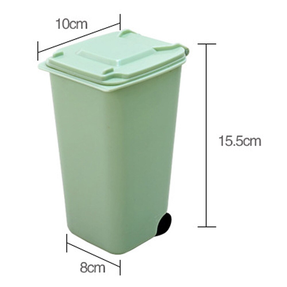 Creatieve Wheelie Mini Afvalbakken Huishoudelijke Kantoorbenodigdheden Mini Prullenbak Desktop Plastic Emmer Vuilnisbak Kleine Schaar Potlood