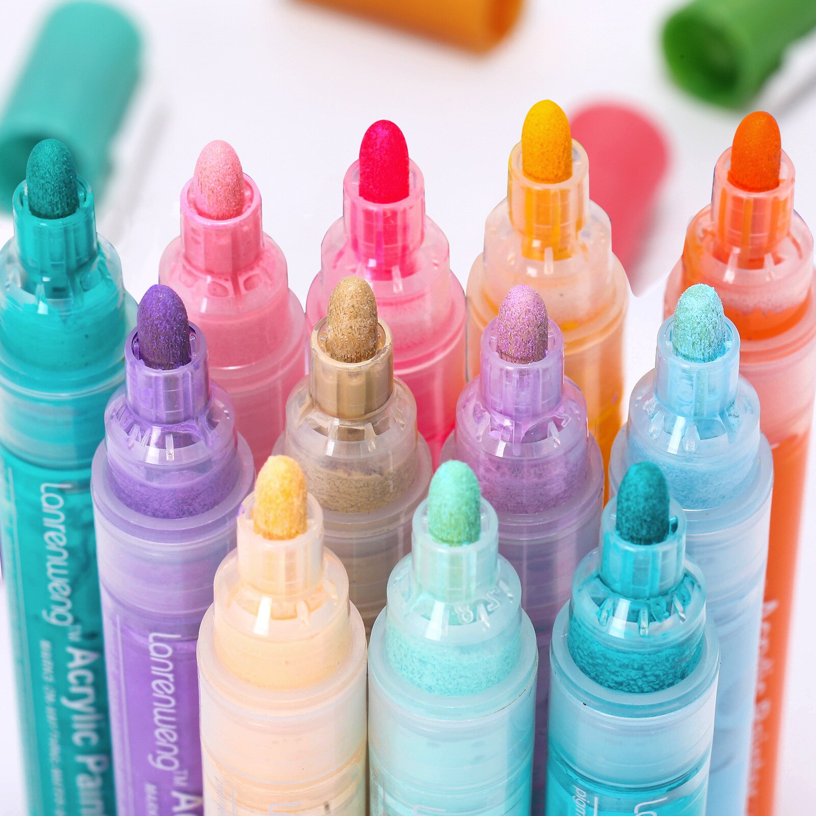 Acryl Verf Marker 60 Kleuren Kwast Met Canvas Tas Geschikt Voor Rock Schilderen Steen Keramiek Hout Canvas Verf Marker set