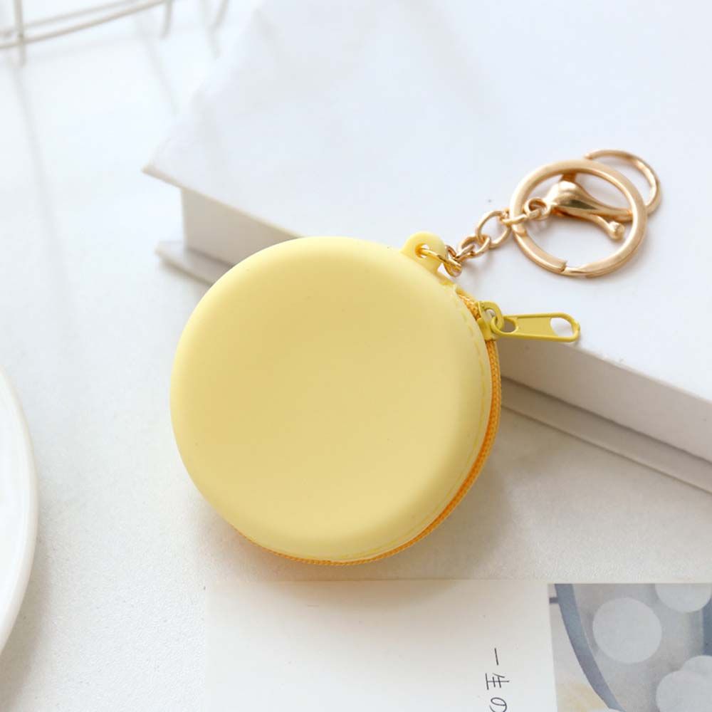 Kawaii Coin Purse Silicone Wallet Headset Bag Cartoon Animal Round Change Pouch Bag Keychain Lovely Cute Kid: yellow-Y