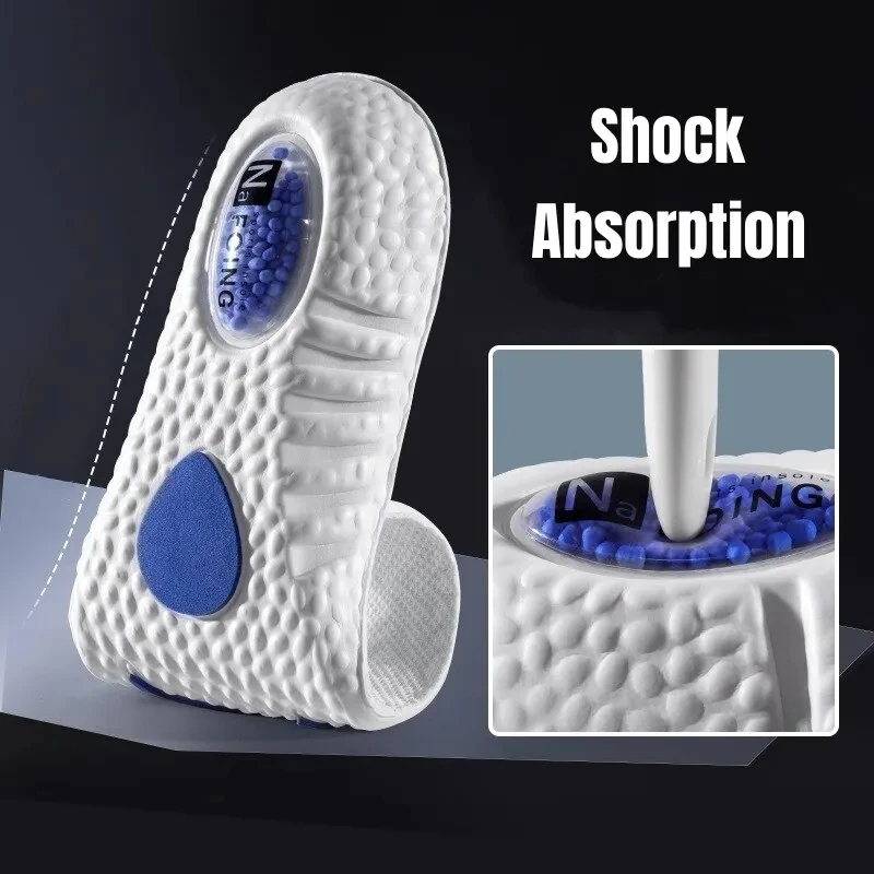 1Pair White Soft-soled Sports Insoles for Men Shock-absorbing Breathable PU air cushion sports insoles Soft Comfort Shoes Pads