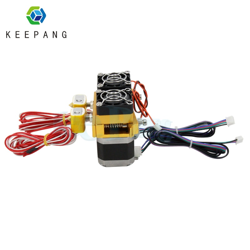 12V 40W MK8 Dual Head Extruder 3D Printer Extruder 0.4mm Nozzle Double Hotend Extrusion 1.75mm Filament with Motor Fan 3D Parts