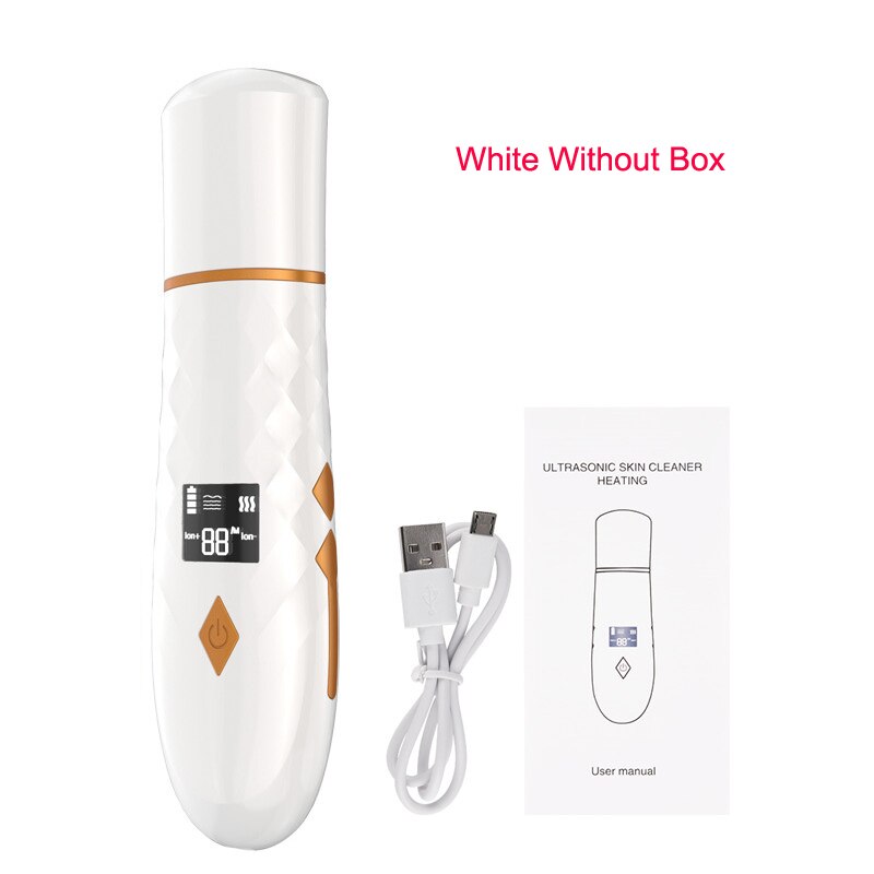 Limpiador ultrasónico para piel, herramienta de limpieza profunda, espátula exfoliante, limpiador de poros faciales, eliminador de espinillas, masaje EMS Estiramiento Facial: White Without Box