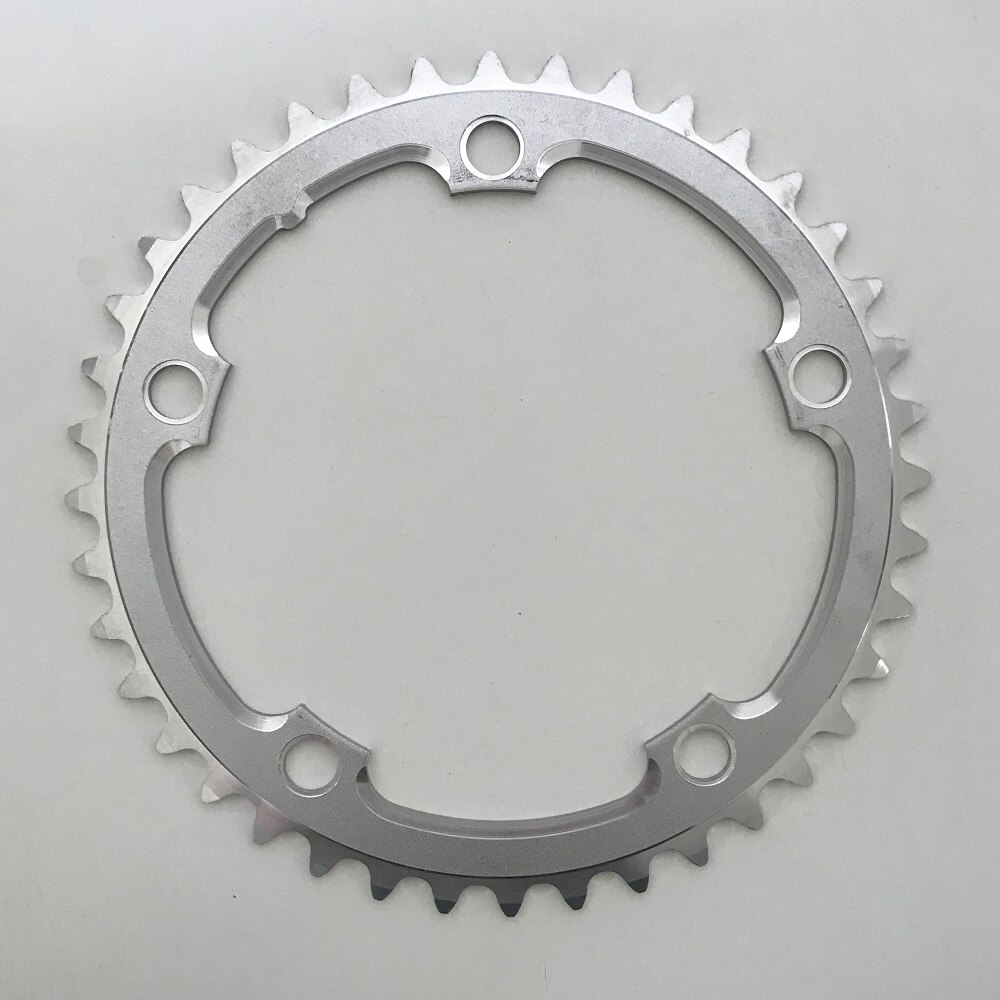 Vägcyklar kedjedrev 130 bcd 38t 39t 40t 42t 44t 46t 48t 50t 52t 53t 56t fällbara cykel kedjehjul cnc silverfärgade ringar: 130 bcd 40t