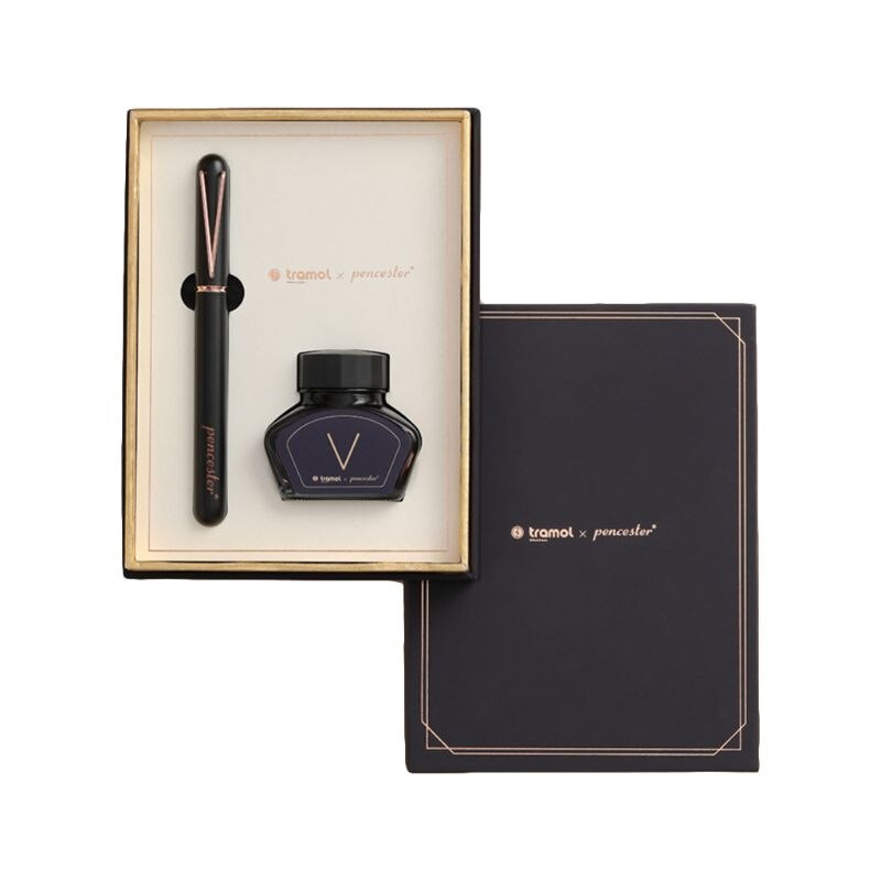 Exquisite Business Fountain Pen Signature Calligraphy with 30ml Ink Box Set Men Student School Supplies: BK