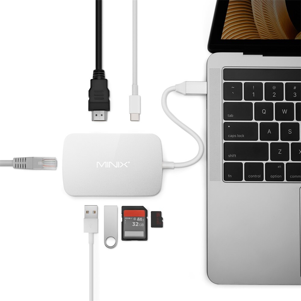 Adattatore multiporta Hub USB MINIX NEO C originale con adattatore Gigabit Ethernet compatibile HDMI USB-C compatibile con MacBook